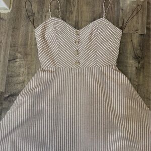 Miami Tan and White Striped Midi Dress